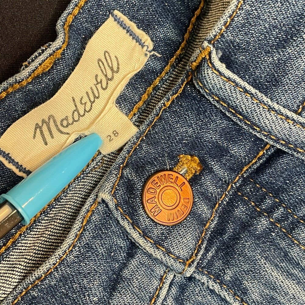 ~ Madewell 28 Denim Shorts Boho Cut-off High Rise Glen Oaks Blue Med Wash - Picture 13 of 13